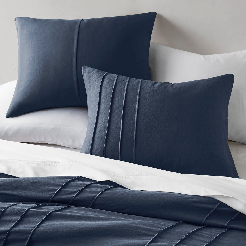 Porter - California King Soft Washed Pleated Comforter Set - Navy