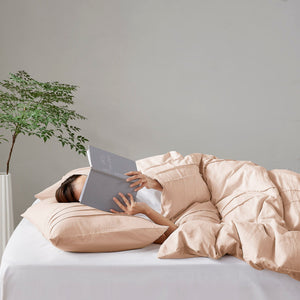 Porter - King Soft Washed Pleated Comforter Set - Blush