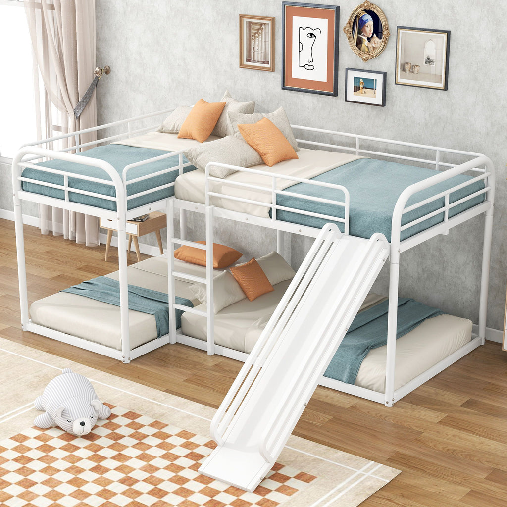 L Shaped Bunk Bed With Slide And Short Ladder