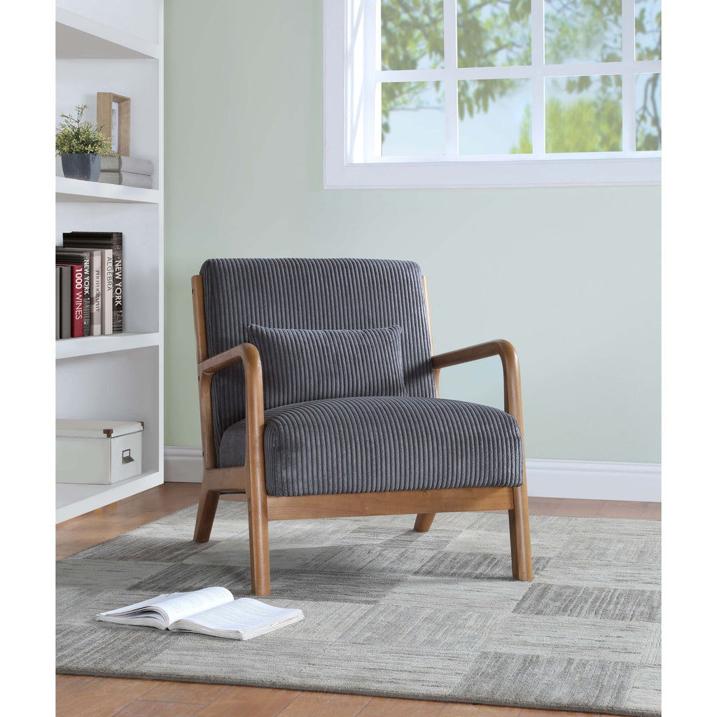 Upholstered Armchair With Back Support Pillow