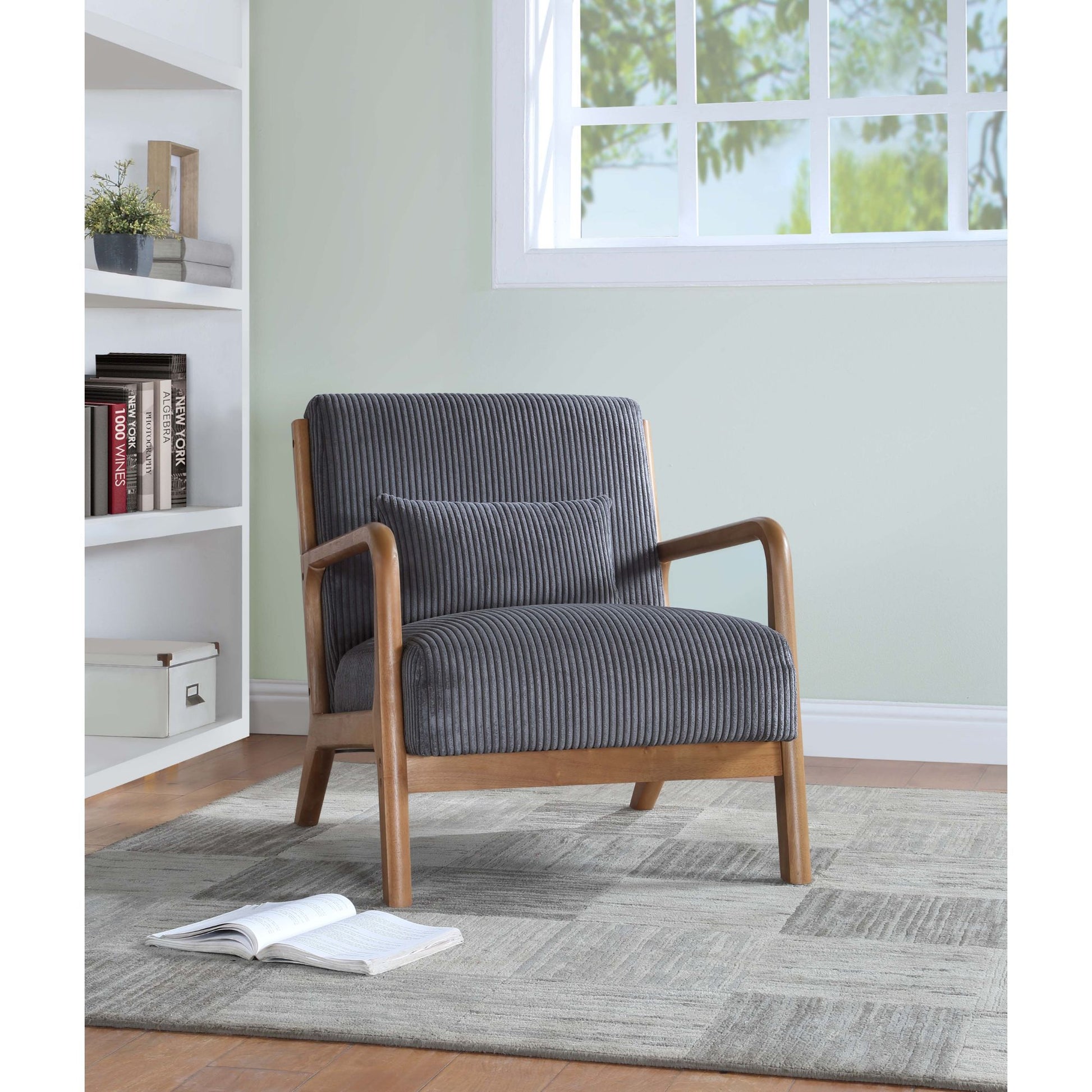 Upholstered Armchair With Back Support Pillow