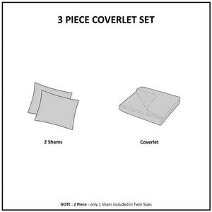 Keaton - King Reversible Coverlet Set - White