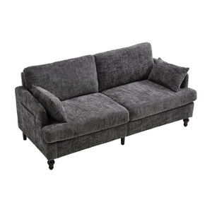 Chenille 2 Seater Sofa With LED Light, USB Charging Port, And Storage Bag