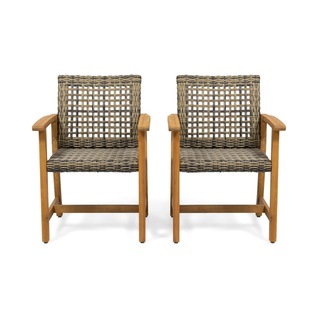 Outdoor Dining Chair Acacia Wood Frame (Set of 2)