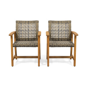 Outdoor Dining Chair Acacia Wood Frame (Set of 2)