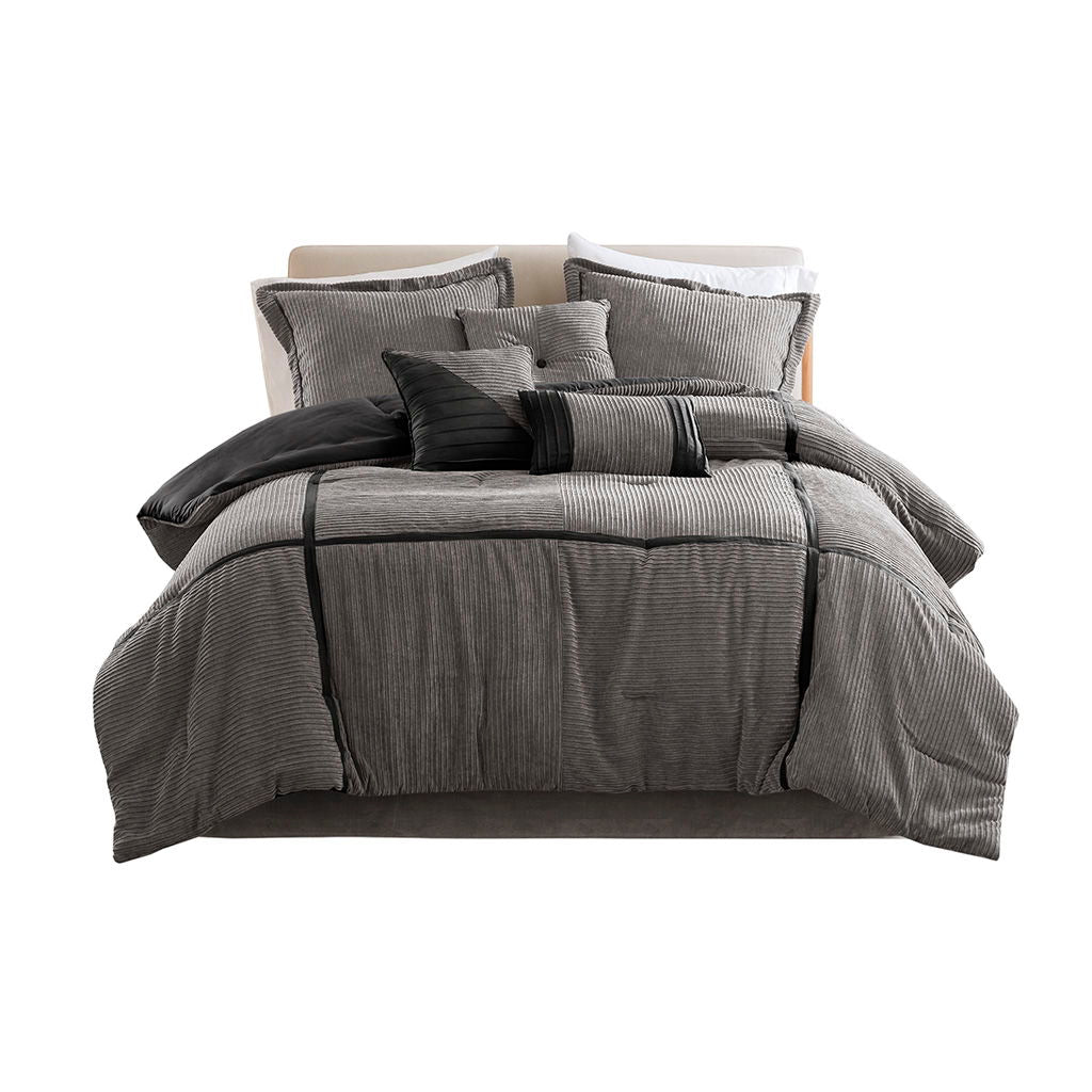 Dallas - 7 Piece Queen Comforter Set - Gray