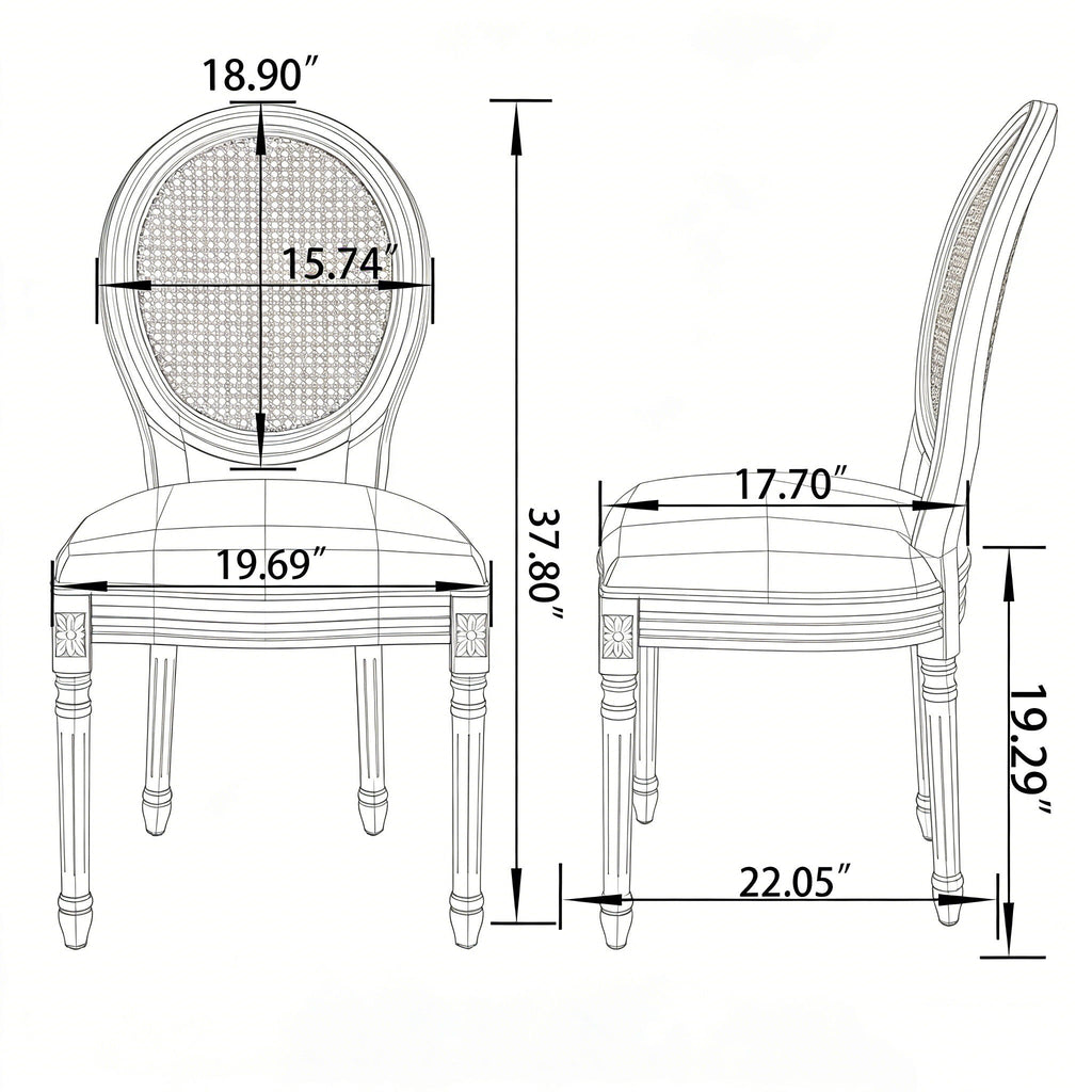 Dining Chairs, Upholstered With Round Back (Set of 2) - Beige