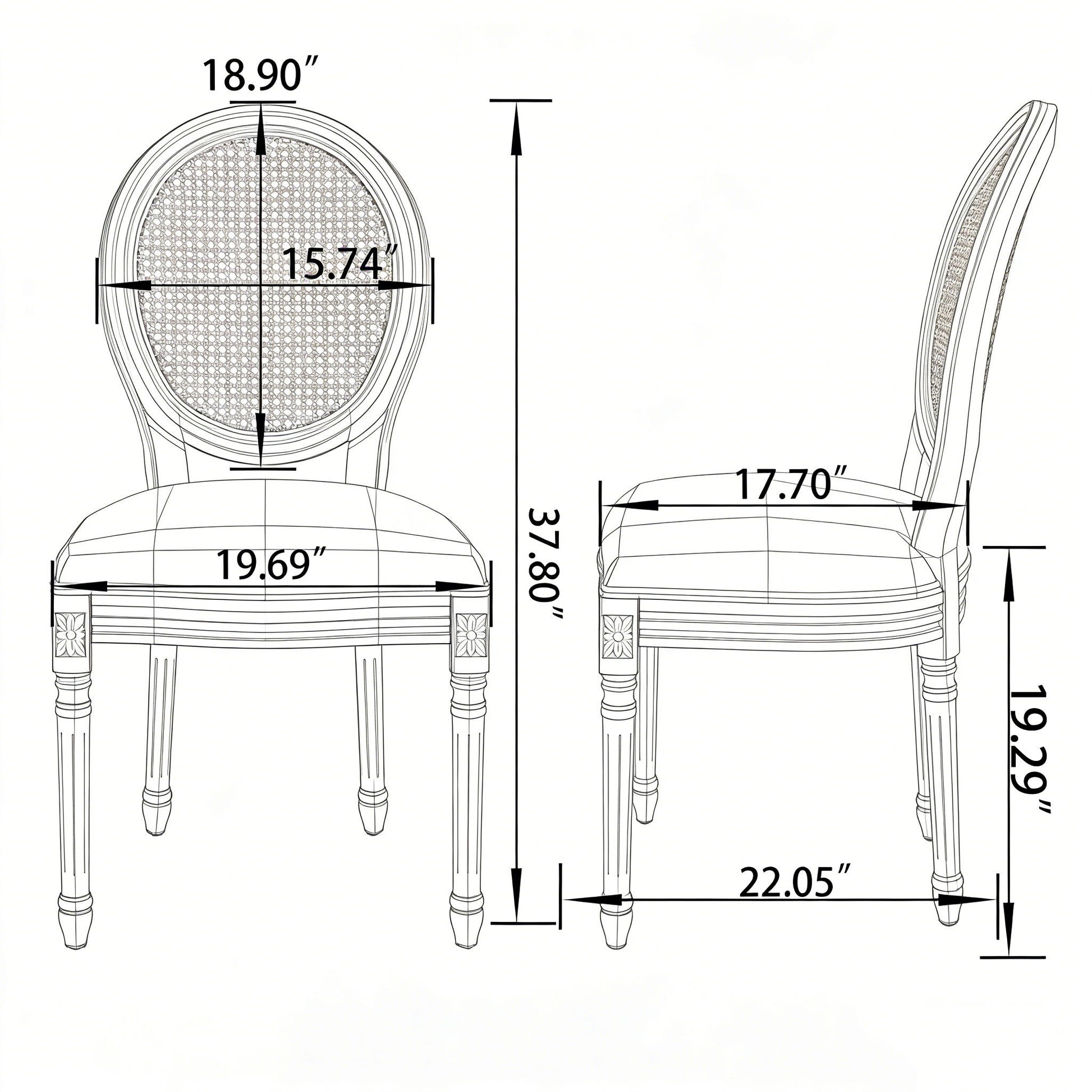 Dining Chairs, Upholstered With Round Back (Set of 2) - Beige