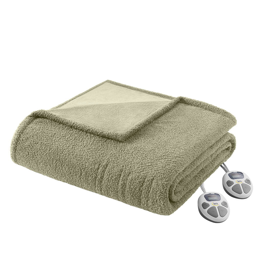 Dream Soft Heated - Twin Blanket - Sage