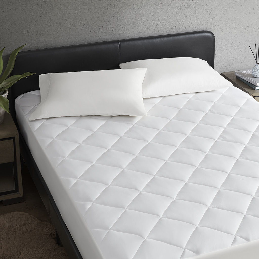 Cooling Touch - Overfilled Deep Pocket Queen Mattress Pad - White