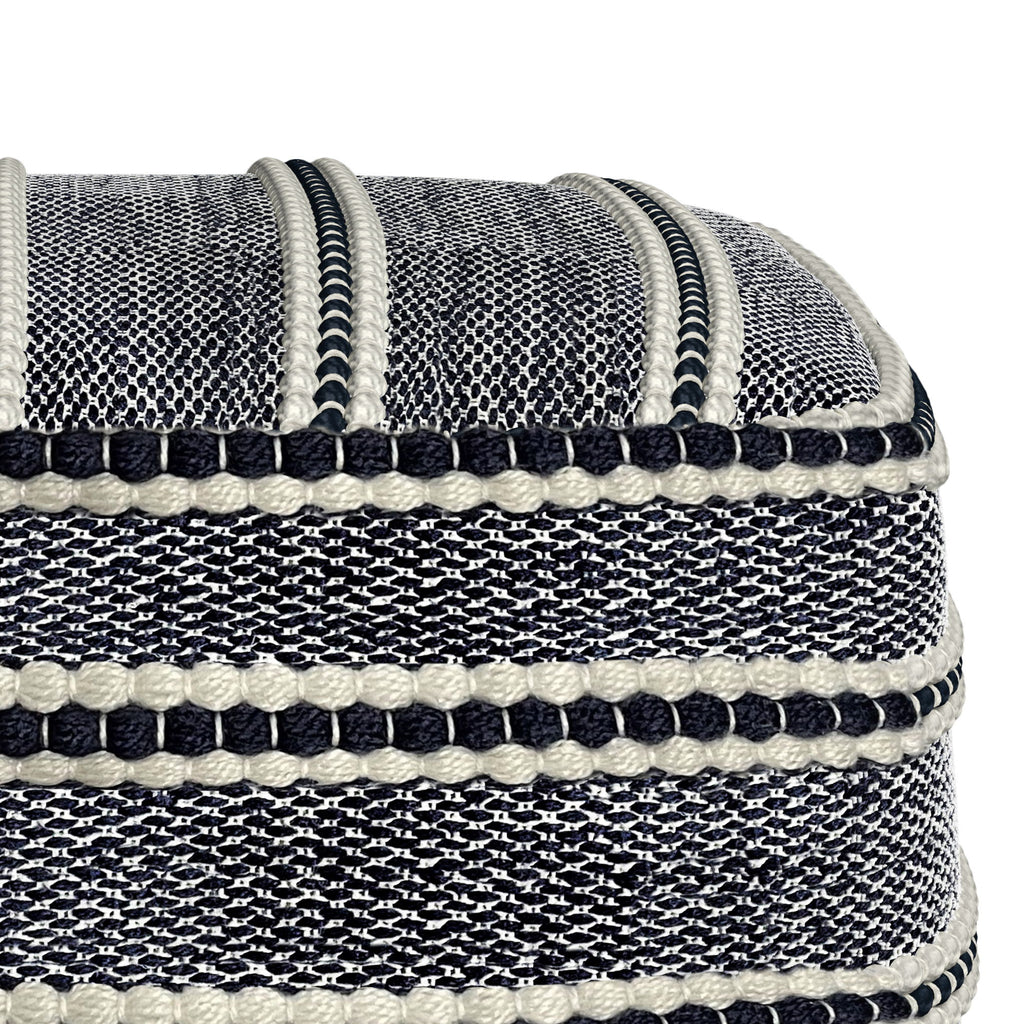 Corrie - Square Outdoor / Indoor Pouf - Navy / White