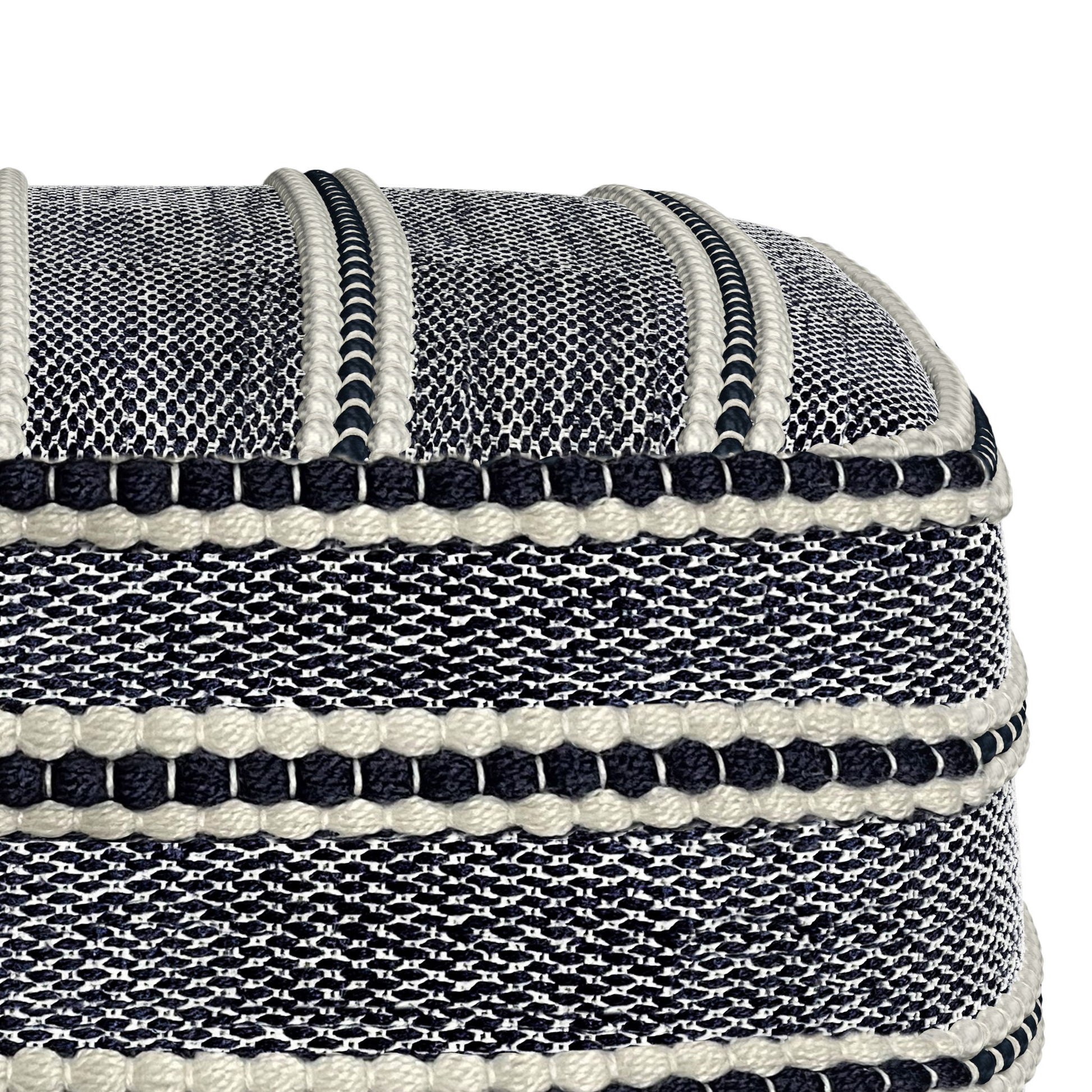 Corrie - Square Outdoor / Indoor Pouf - Navy / White