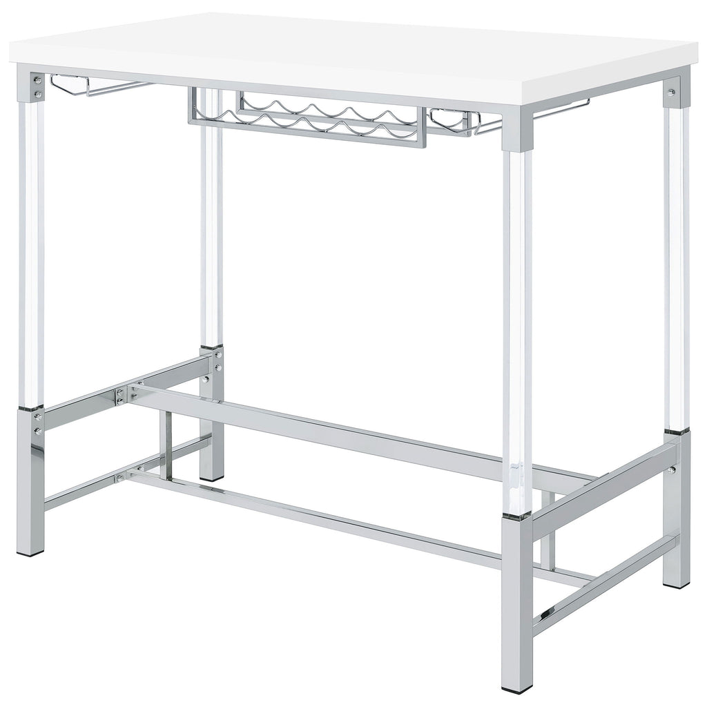 Tonneson - Bar Table With Trestle Base And Wine Storage - White