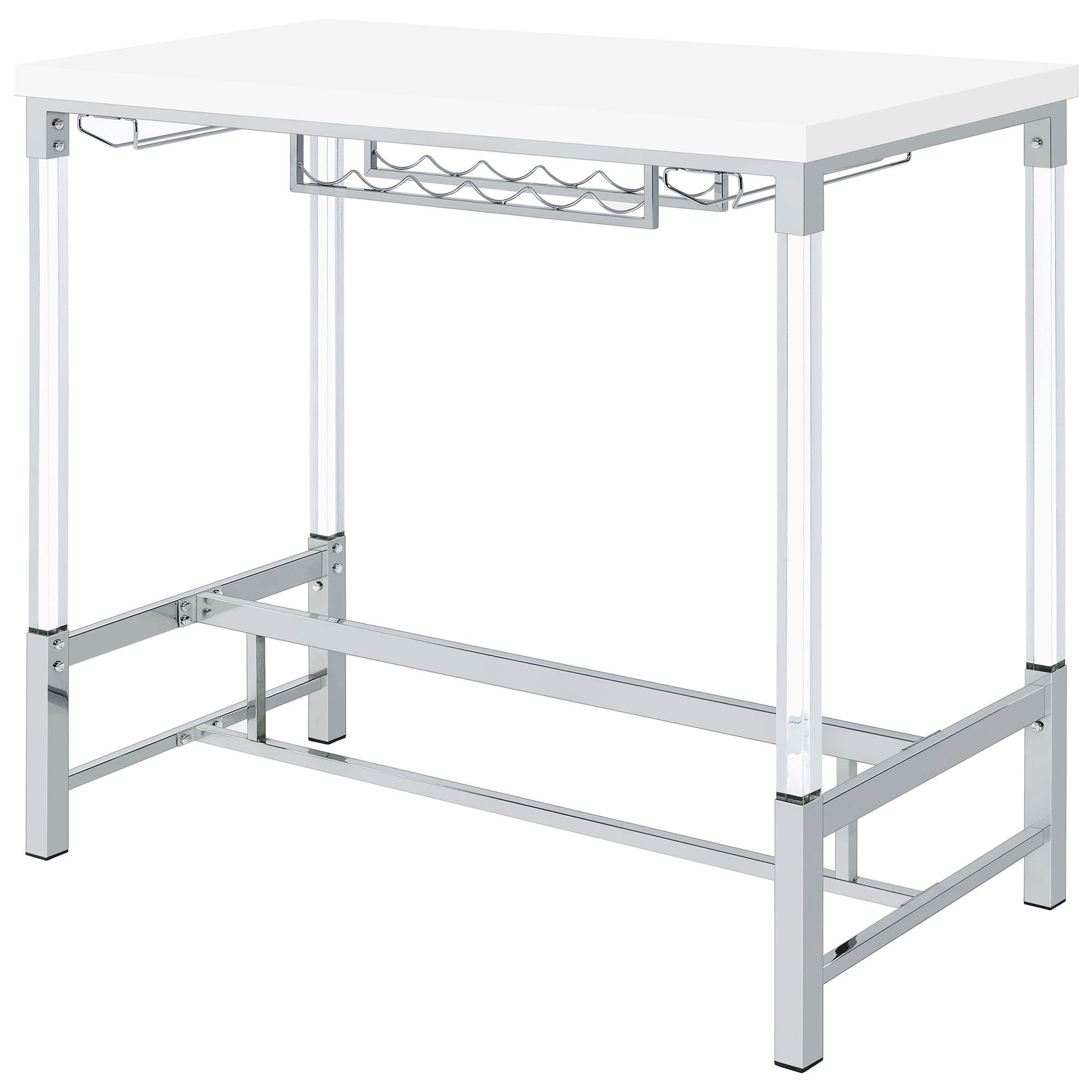 Tonneson - Bar Table With Trestle Base And Wine Storage - White