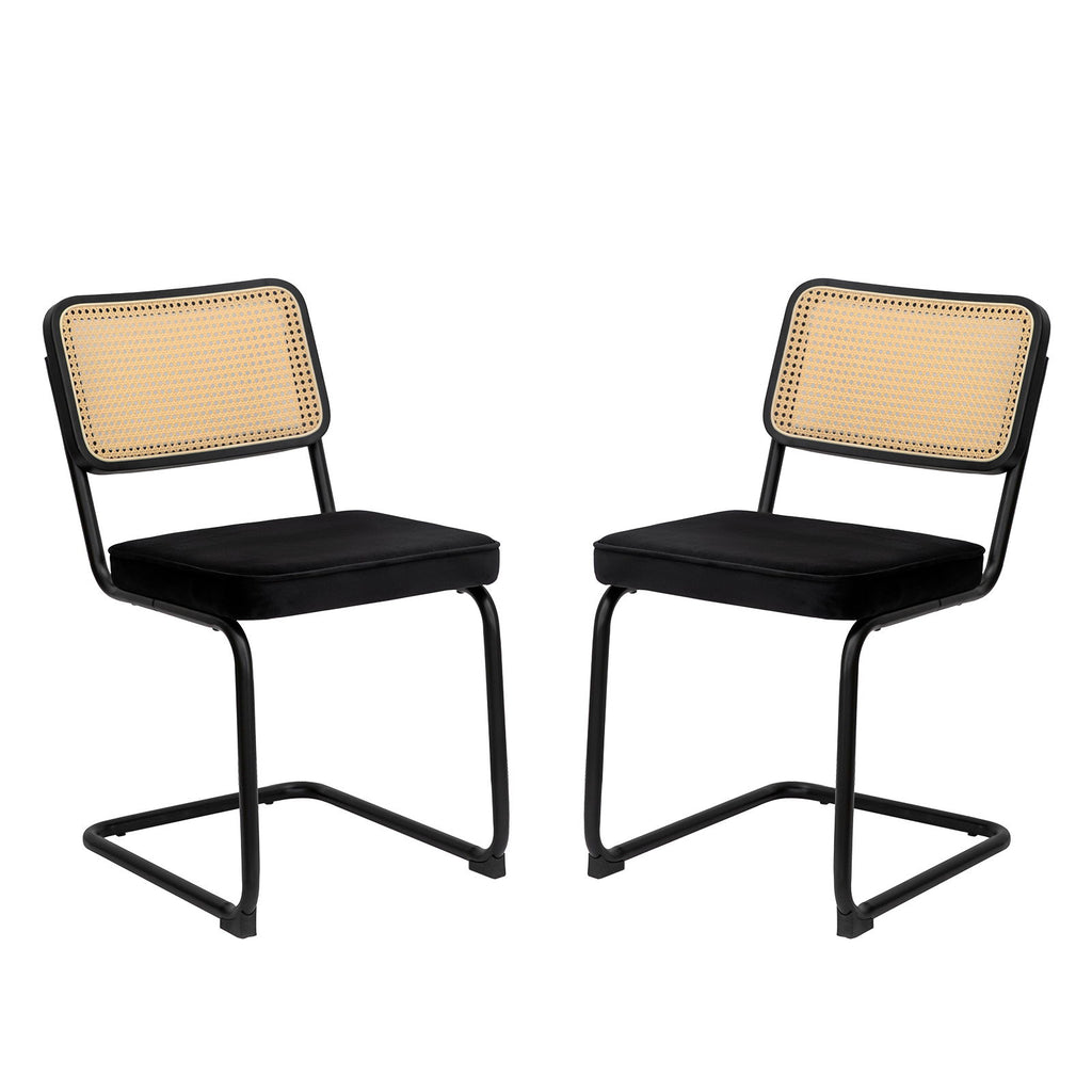 Rattan Side Accent Dining Chairs With Painted Legs (Set of 2)
