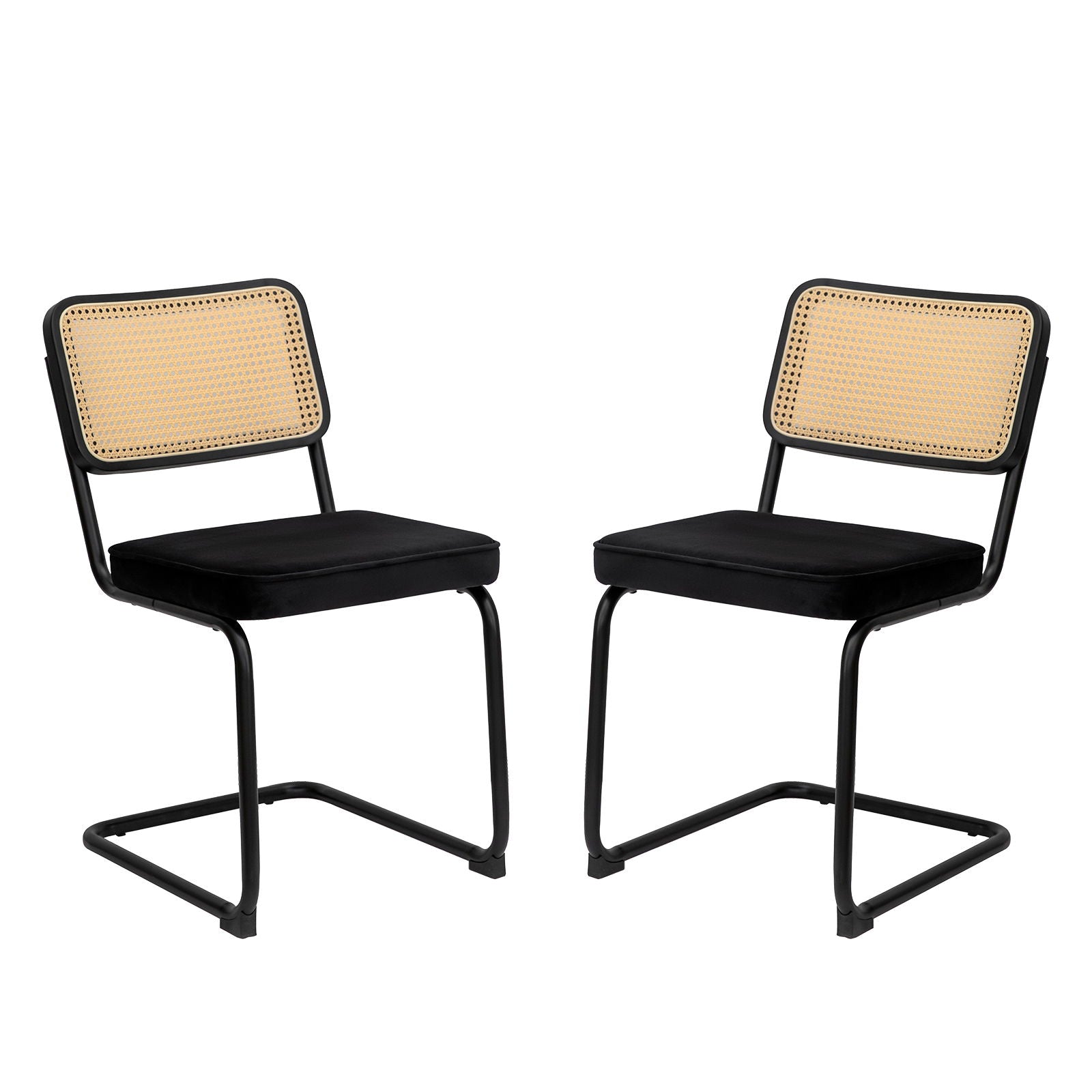Rattan Side Accent Dining Chairs With Painted Legs (Set of 2)