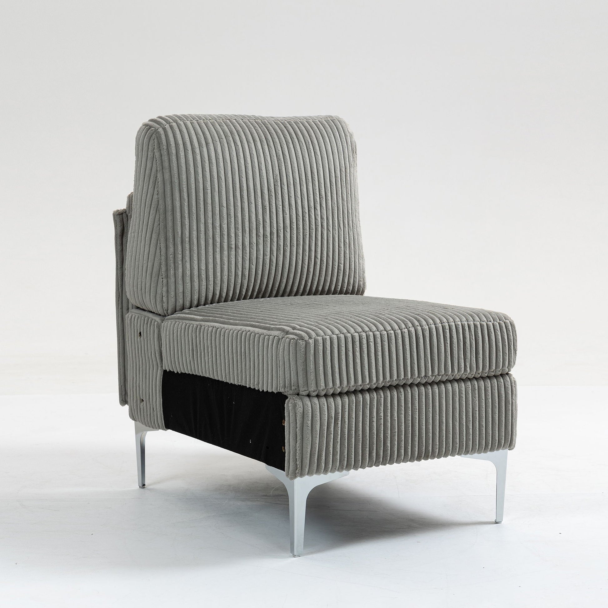 Single Couch Modular Armless Accent Chair With Back Cushion