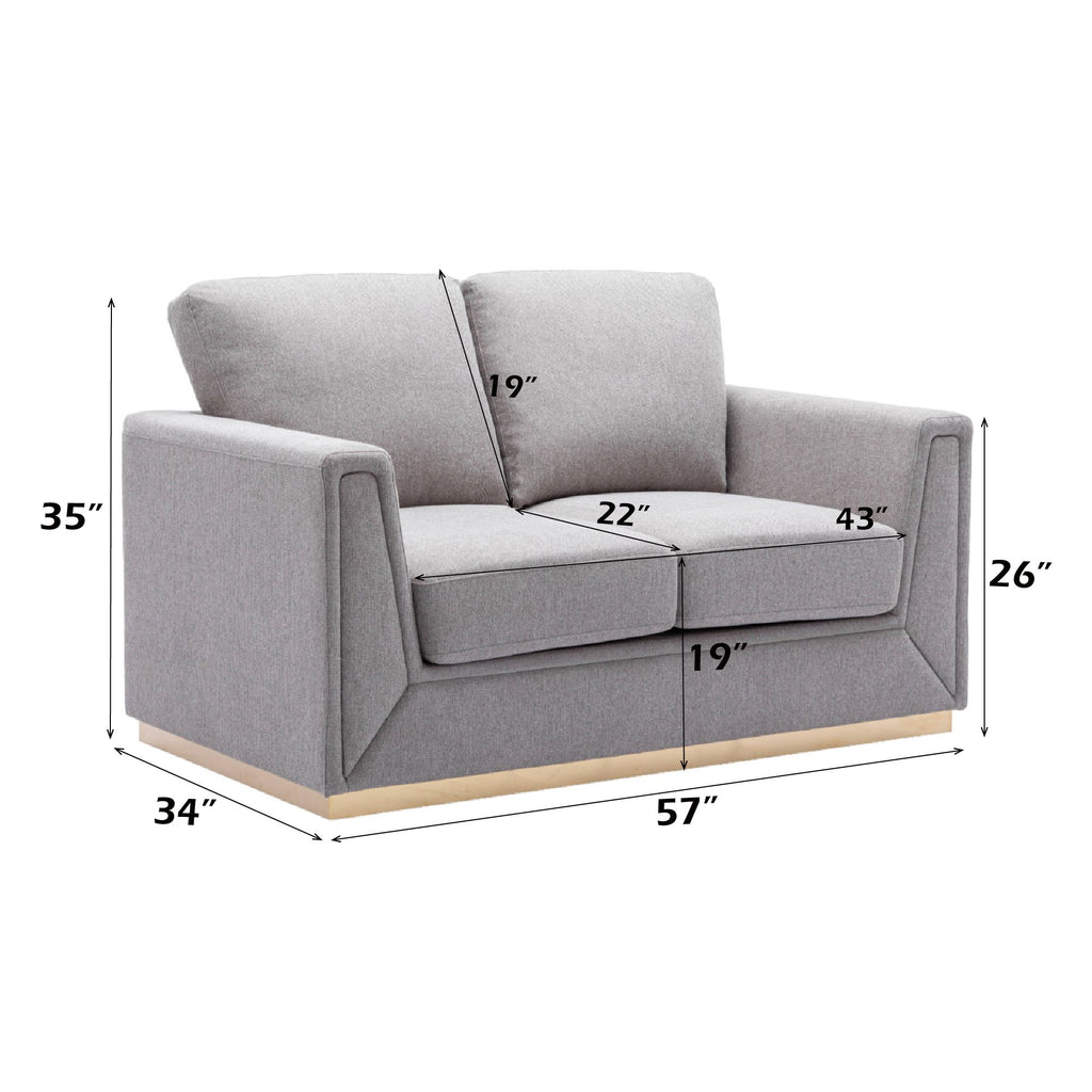 Valin - 3 Piece Living Room Set Meeting Room And Small Apartment Sofa Loveseat Chair - Gray
