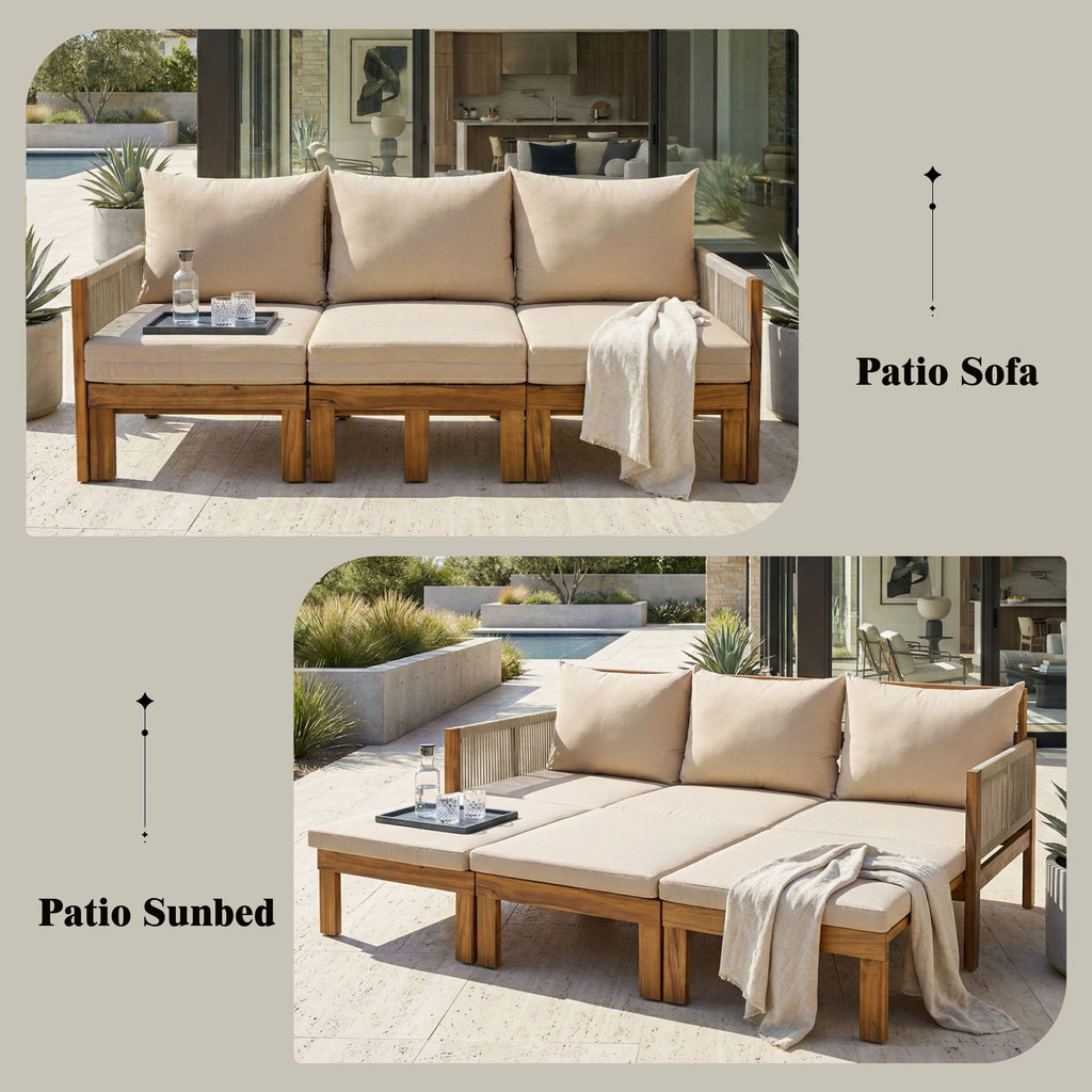 Outdoor 3 Seat Patio Sunbed