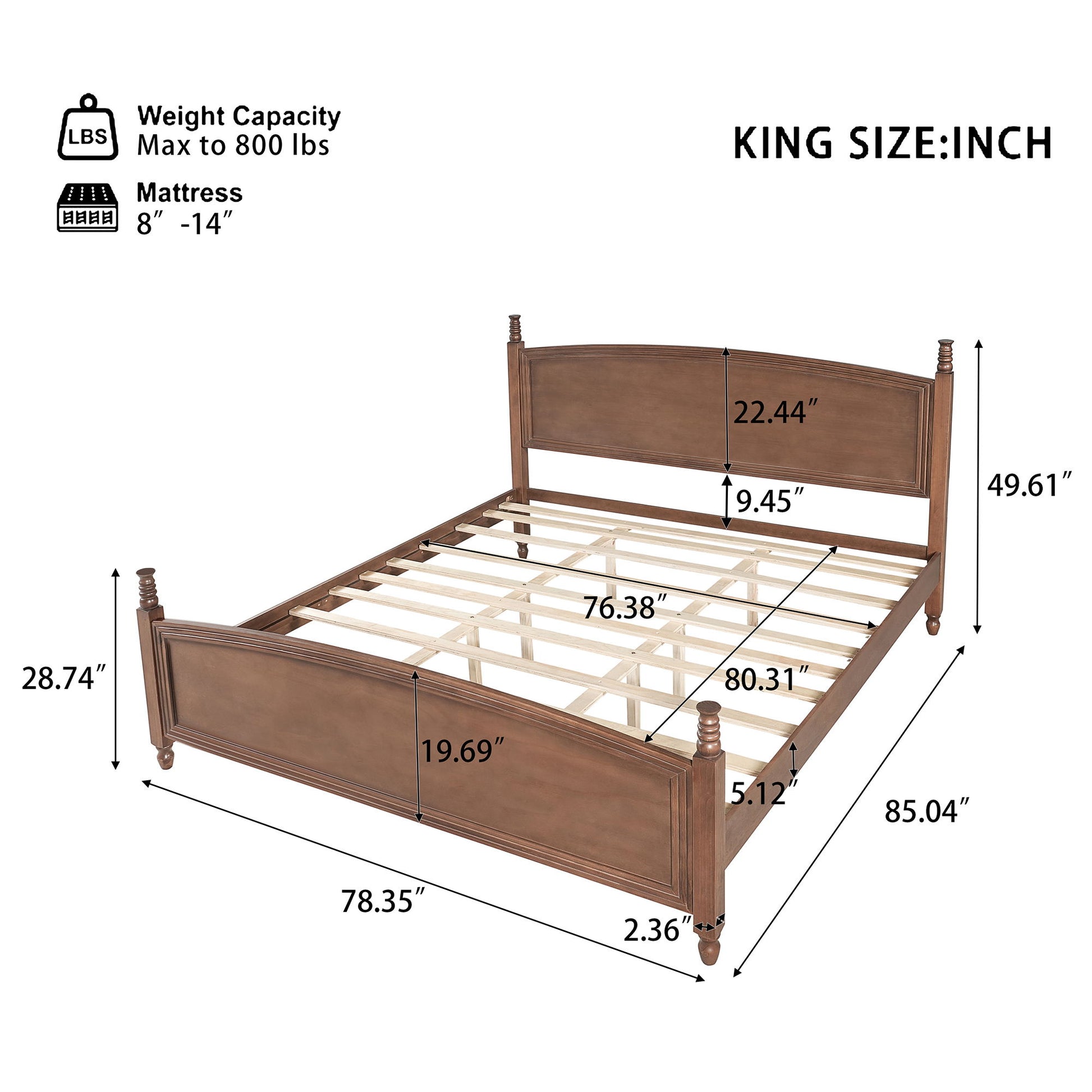 Bed Frame With Headboard & Footboard