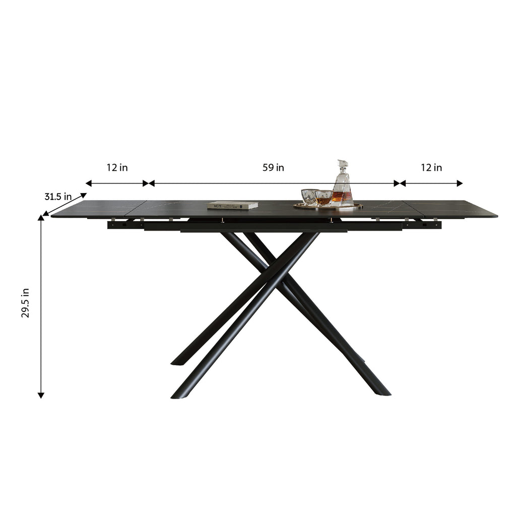 Modern Retractable Sintered Stone Dining Table