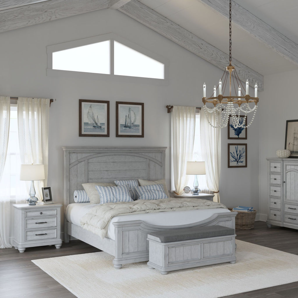 Queen Panel Bed - Gray - Wood