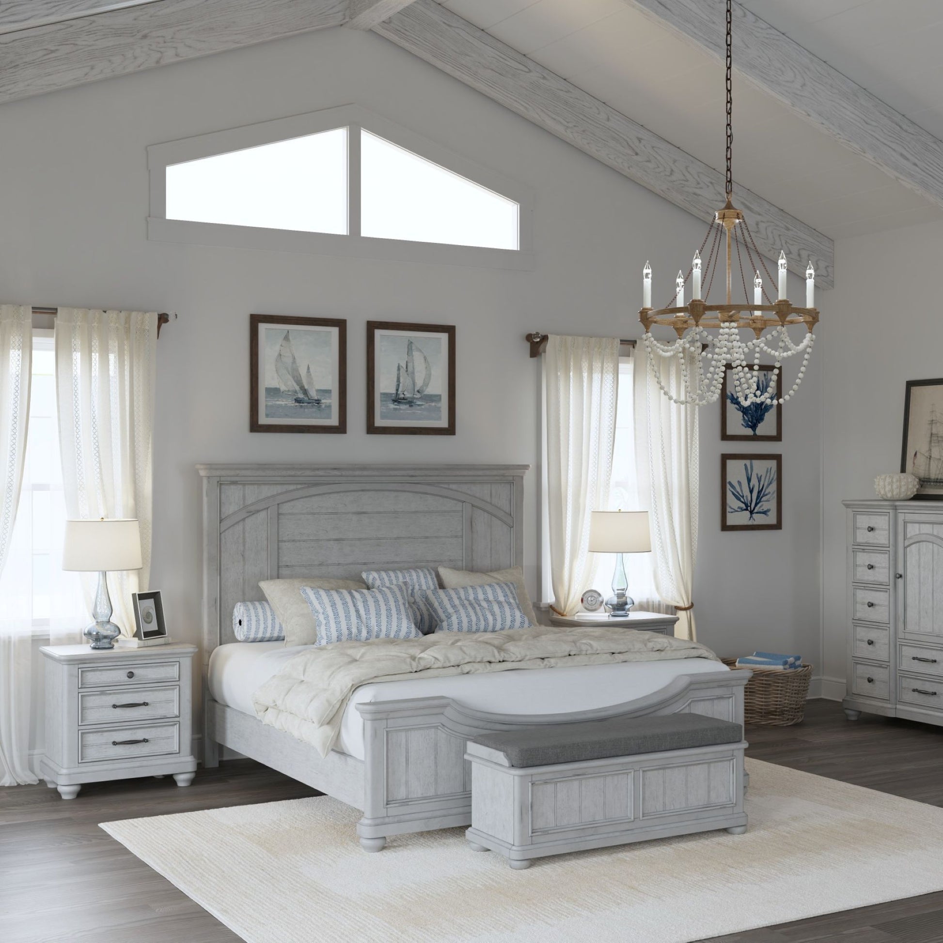 Queen Panel Bed - Gray - Wood