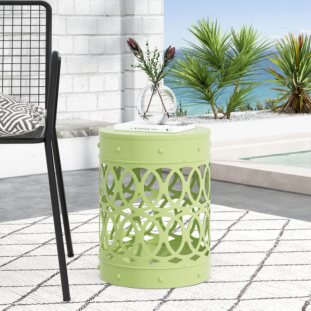 Outdoor Metal Large End Table, Modern Design