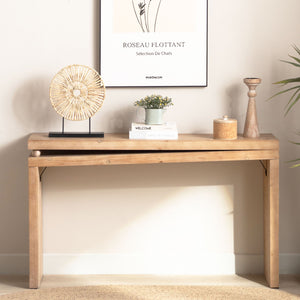 Slim Console Table, Narrow Entryway Table With Bead Detail - Light Natural / Natural