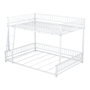 Bunk Bed Frame With Ladder And Safety Guardrails