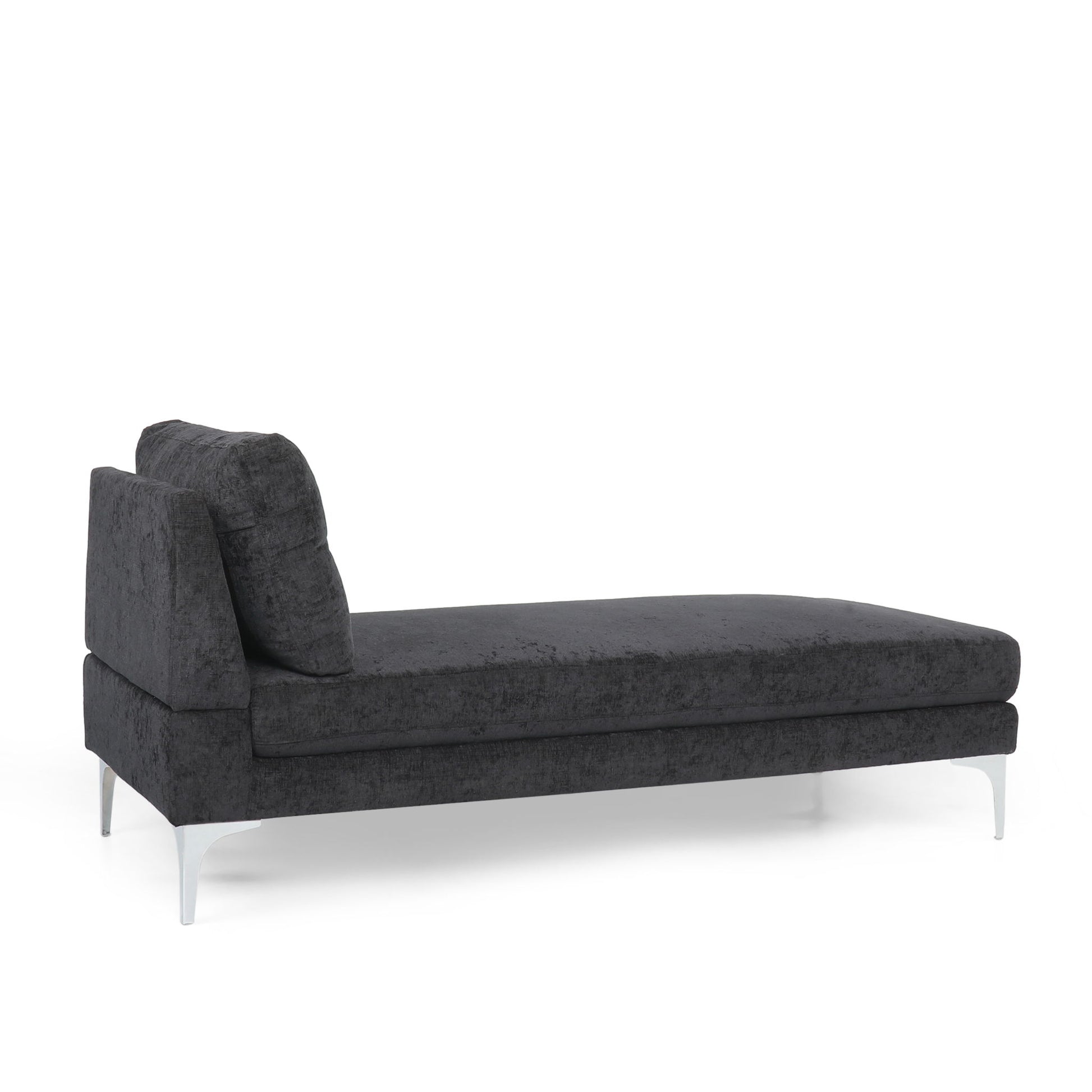 Fabric Upholstered Chaise Lounge With Iron Bracket Legs - Gray