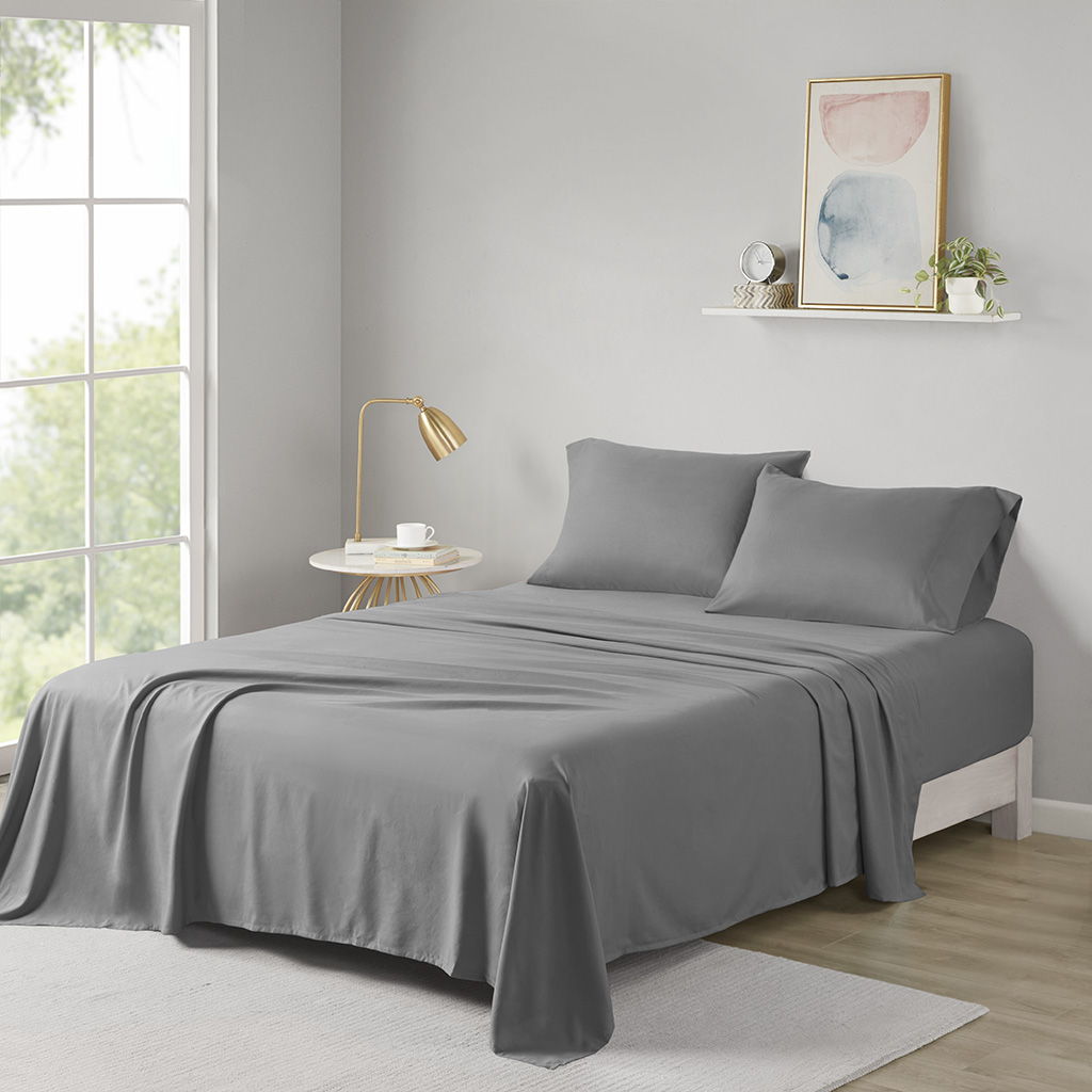 Microfiber - King All Season Wrinkle Free Sheet Set - Charcoal