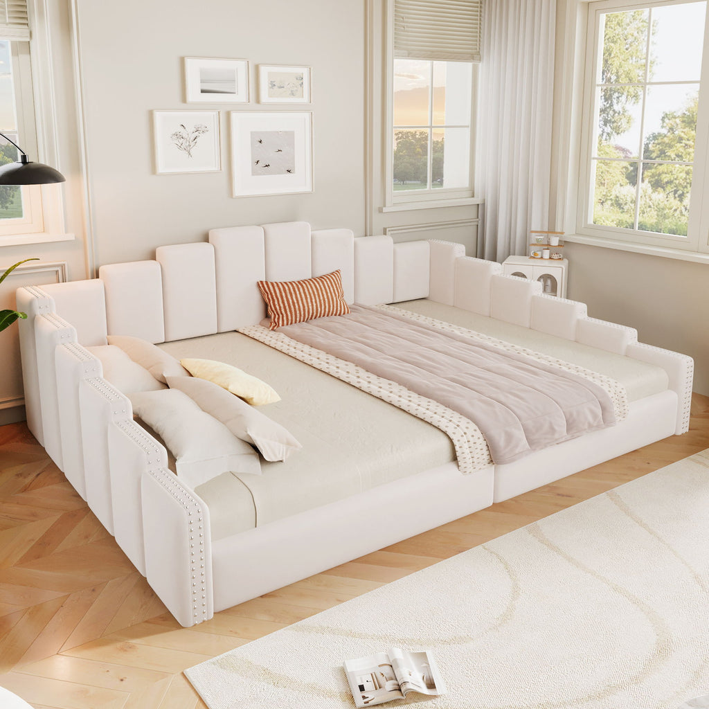 Upholstered Daybed With Nailhead Trim, Platform Bed Frame
