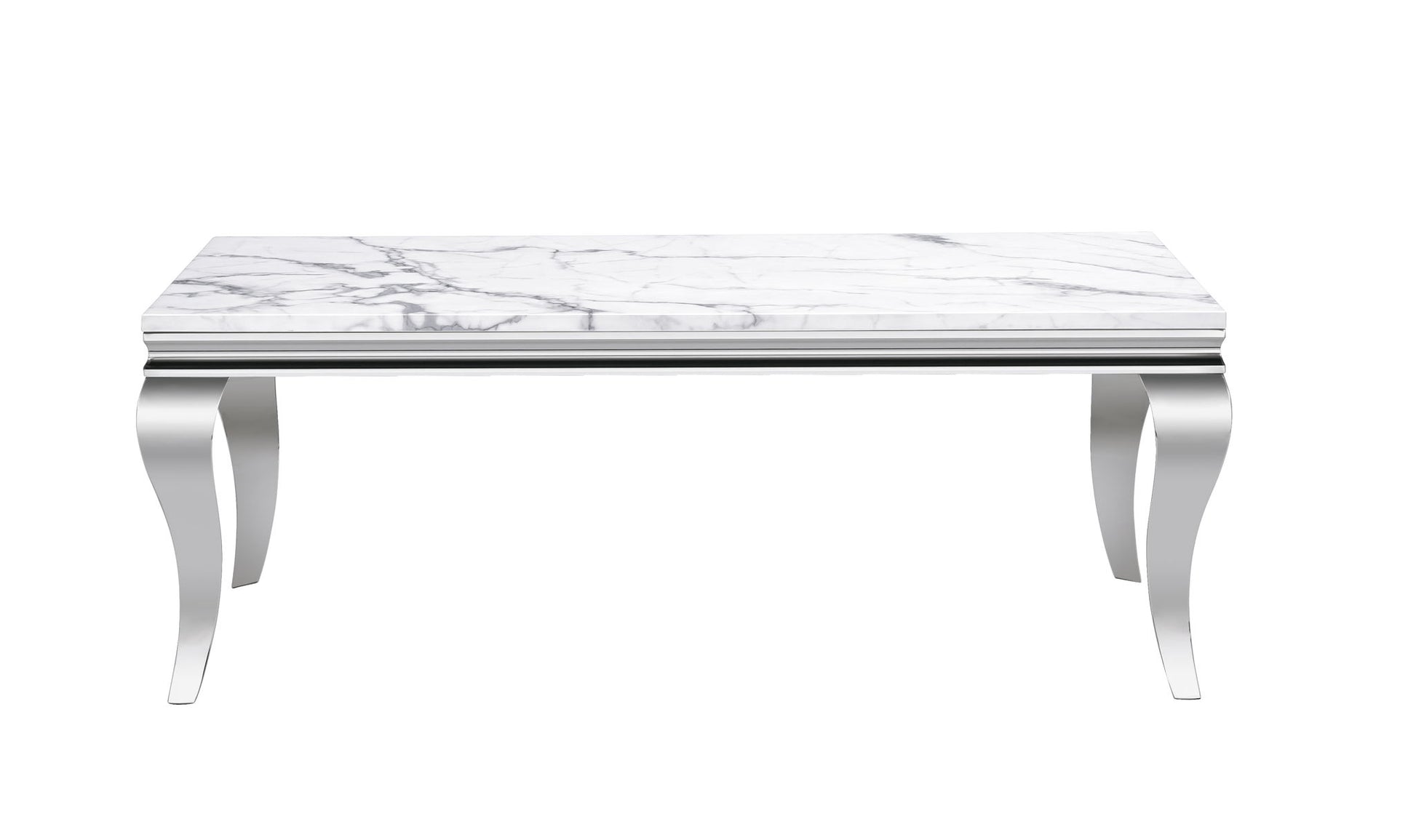 Marble Printed Rectangular Table, Stainless Steel Legs