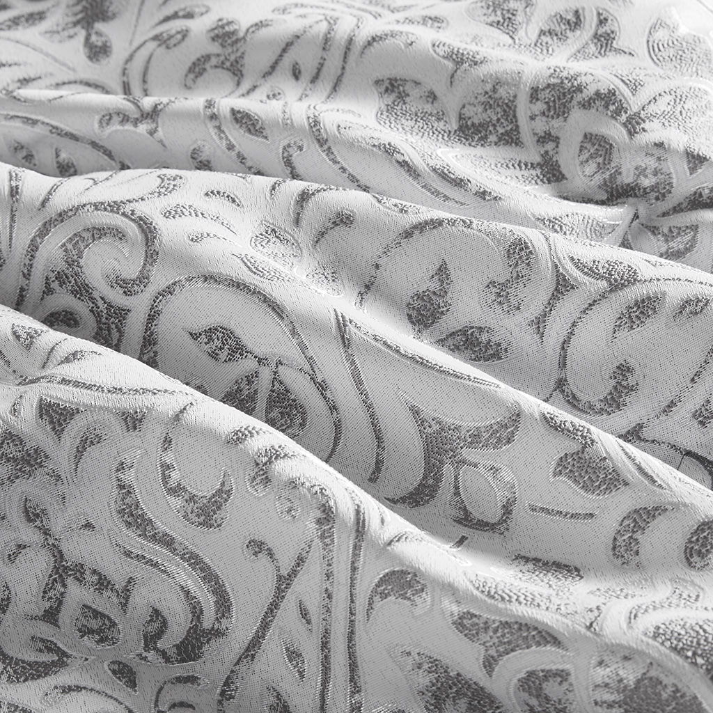 Emilia - 12 Piece King Jacquard Comforter Set With Bed Sheets - Silver