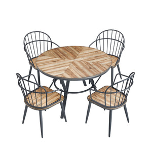 Contemporary Indoor Dining Set With Metal Legs, Birch, And Metal - Black / Natural