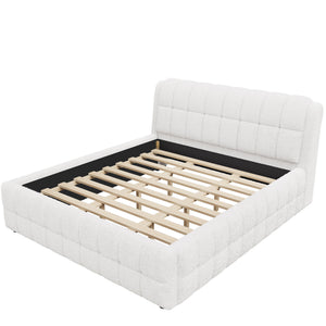 Upholstered Platform Bed With Stiching Details