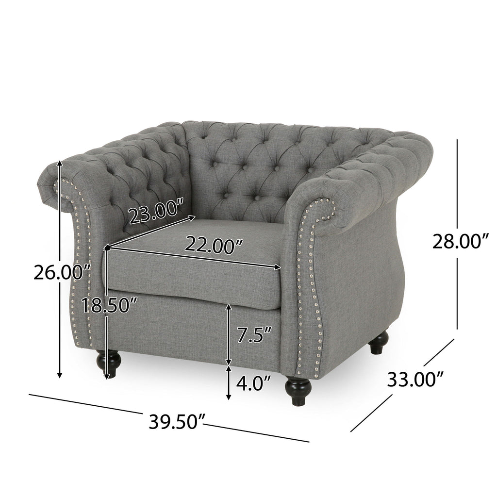 Nexuson - Upholstered Chesterfield Chair With Deep Tufted And Nailhead Trim