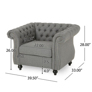 Nexuson - Upholstered Chesterfield Chair With Deep Tufted And Nailhead Trim