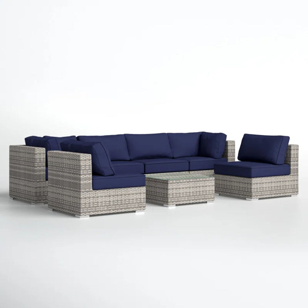 Seating Set With Cushions Handcrafted Wicker Design