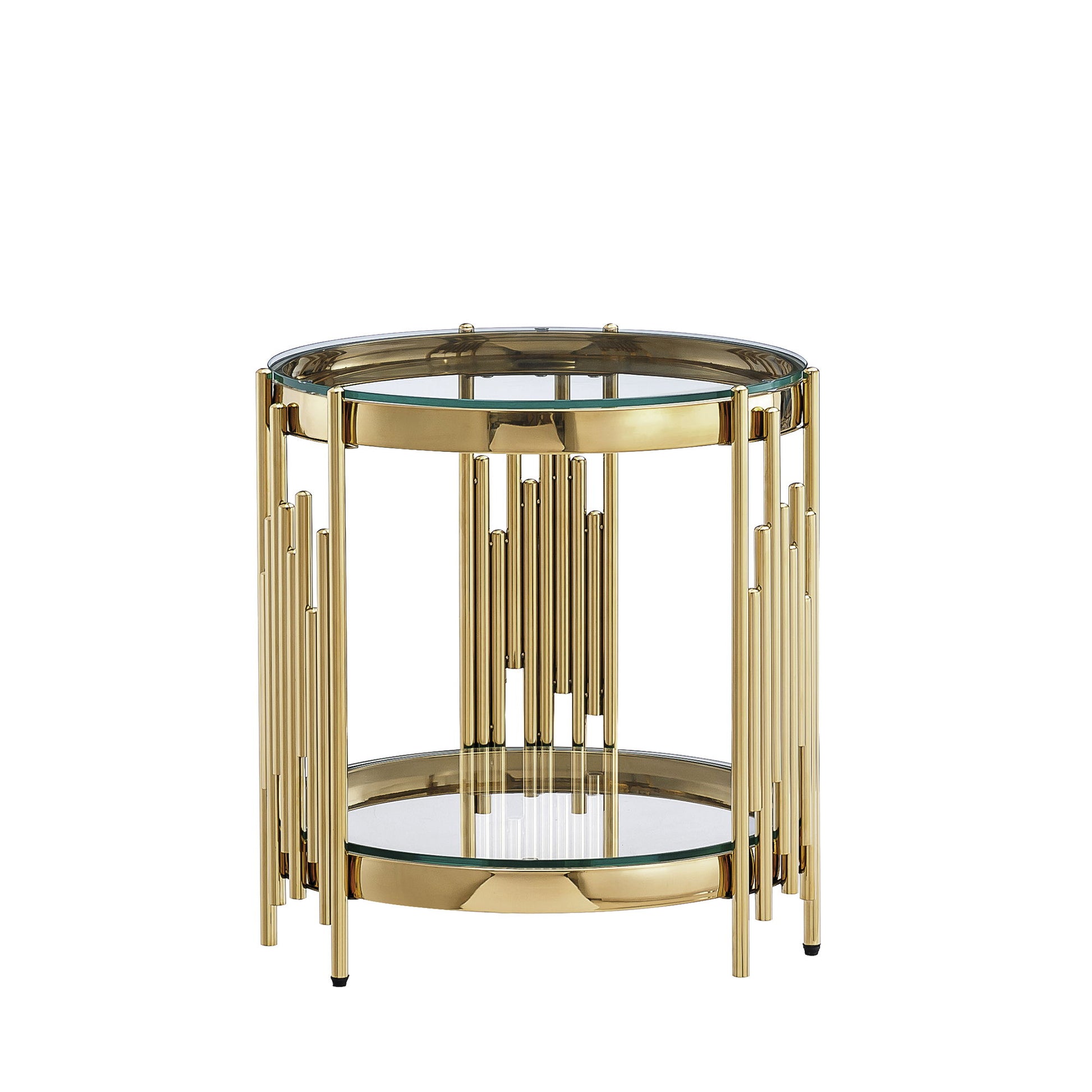 Round Double Tier Table With Flute Shaped Tube Legs