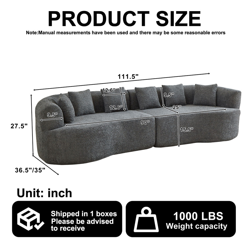 Curved Sectional Sofa With 6 Pillows