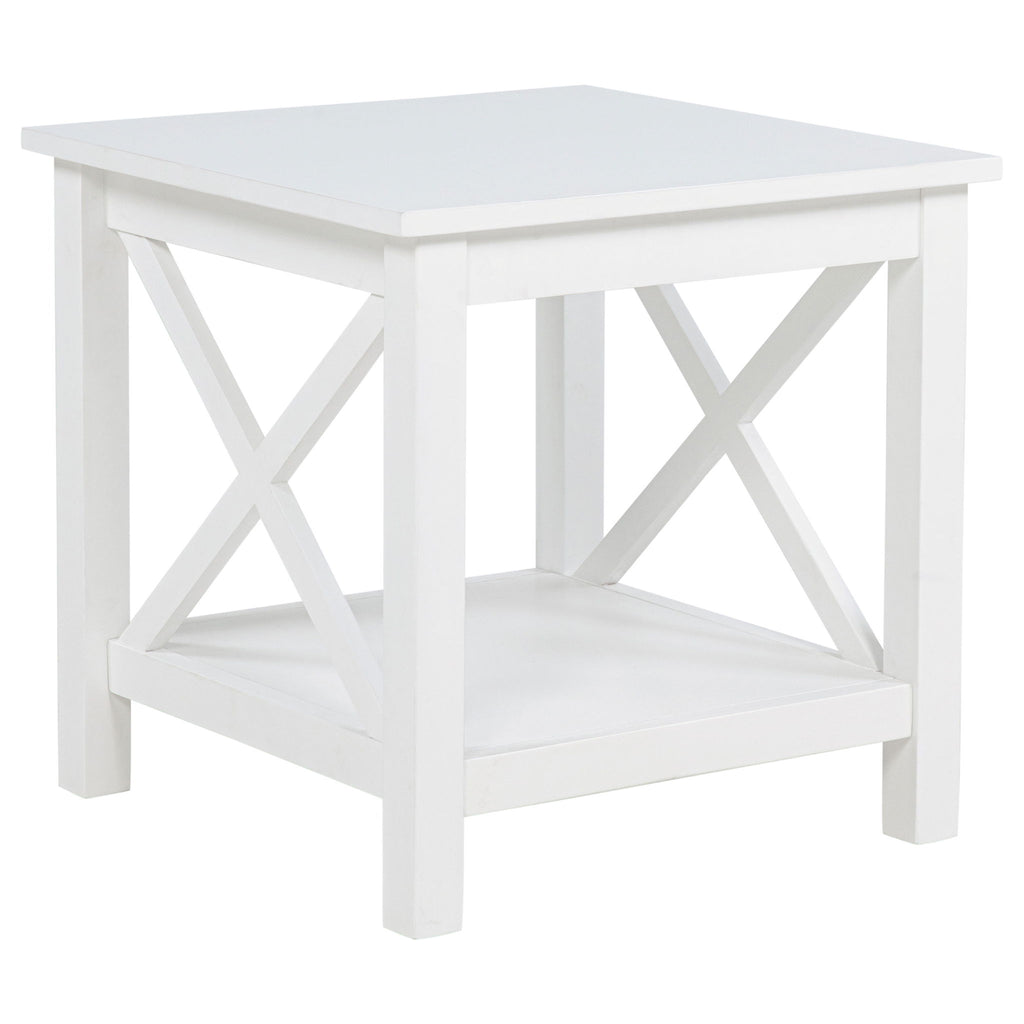 Slater - End Table With X Frame Trim - White