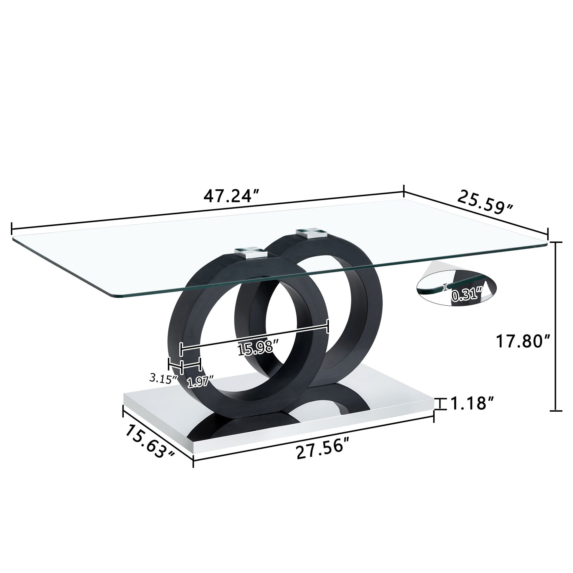 Contemporary Style Glass Top Coffee Table
