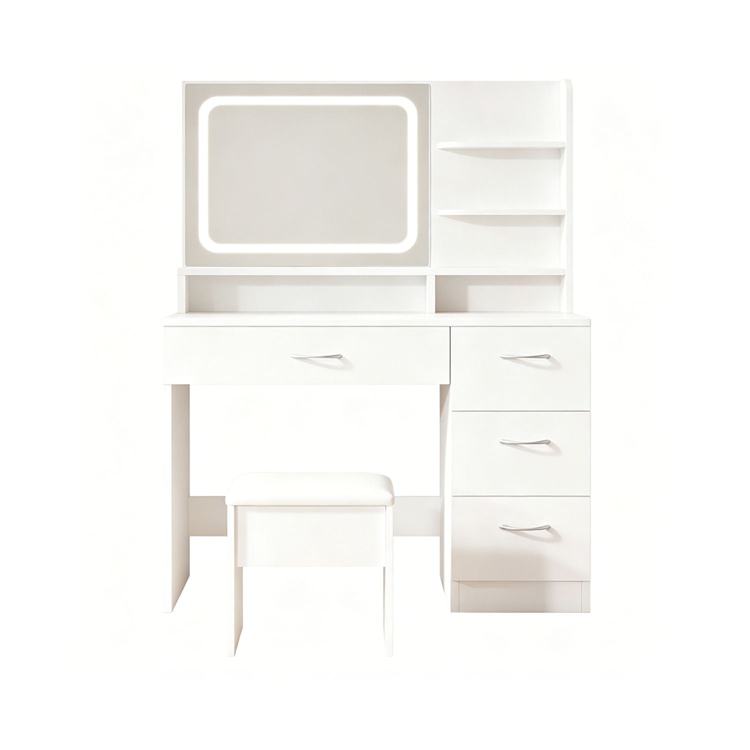 Vanity With LED Mirror And Storage Drawers For Bedrooms - Cream White