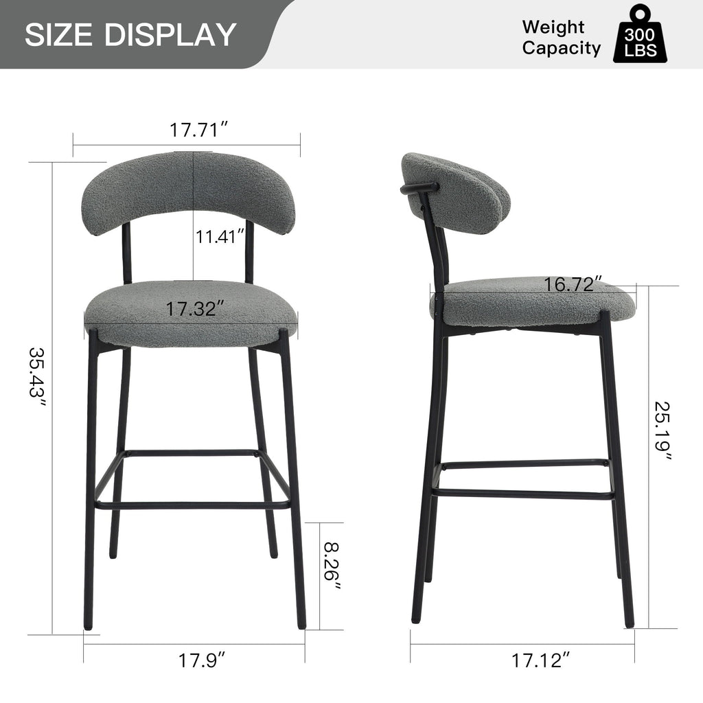 Counter Height Bar Stools With Powder Coating Base And Footrest
