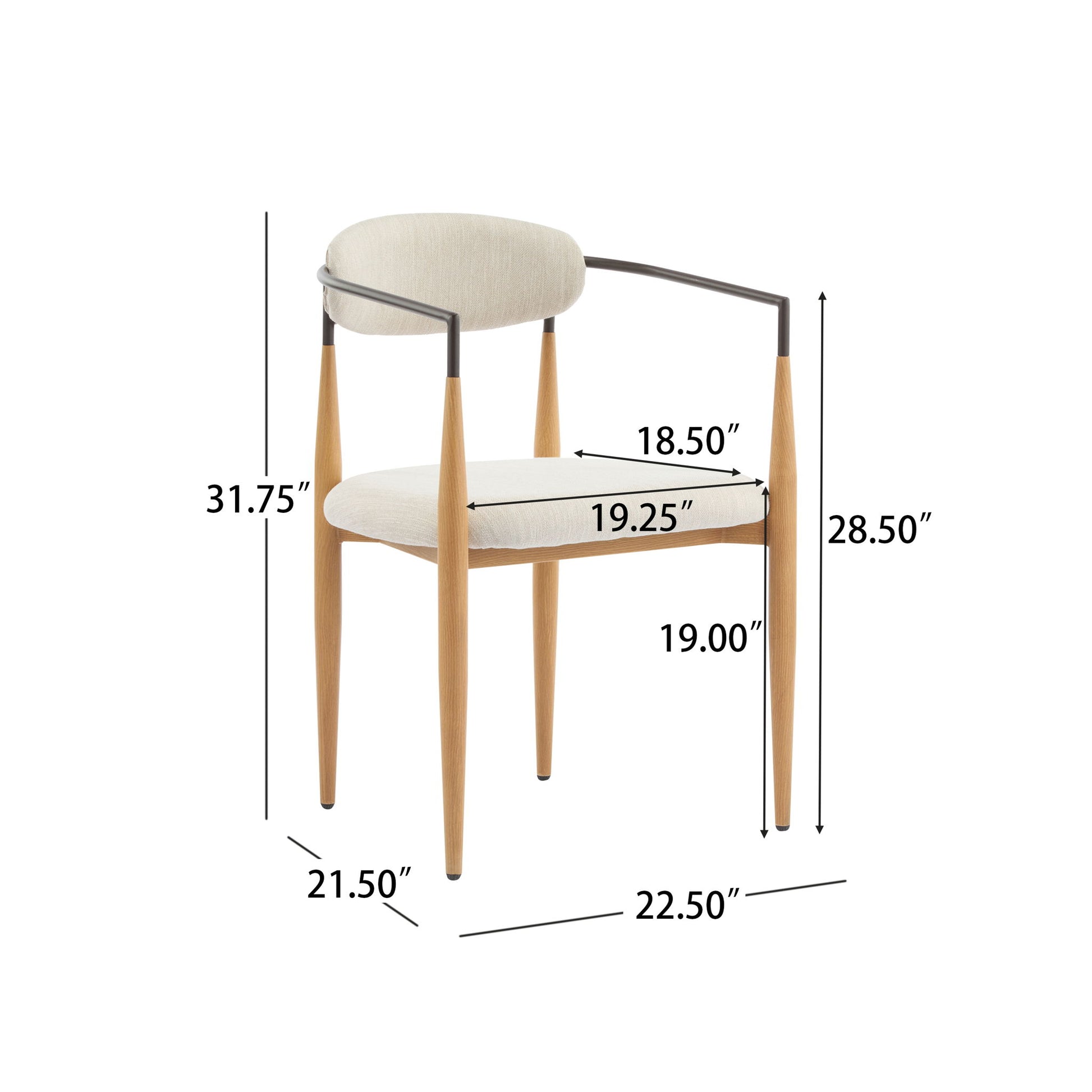 Modern Luxe Dining Arm Chair Set With Upholstery