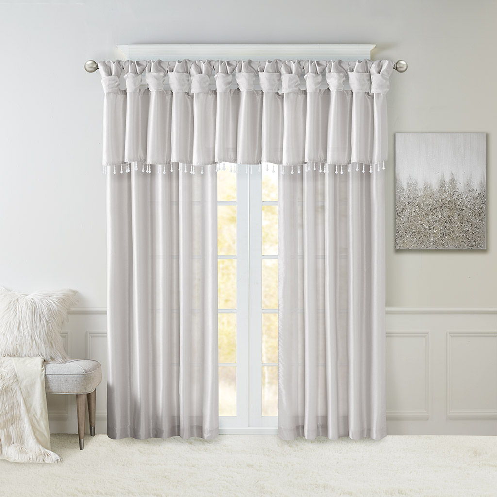Emilia - 108" Twist Tab Lined Window Curtain - Silver