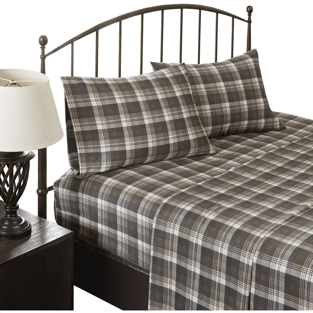 Flannel - King Sheet Set - Brown Plaid