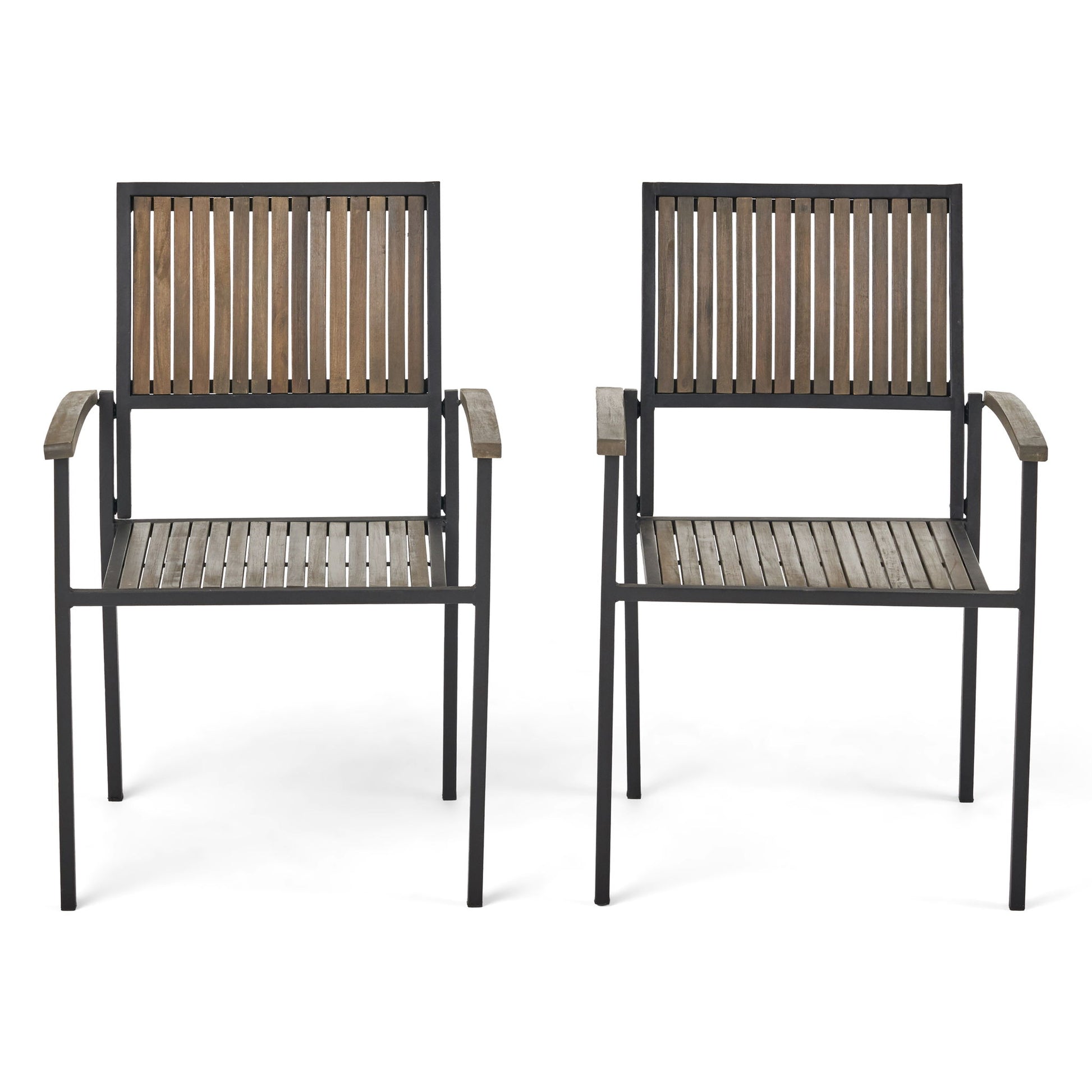 Vermilion - Outdoor Dining Chair With Vertical Slat And Wooden Arm